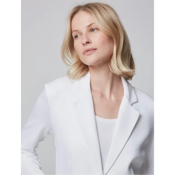 MAJESTIC FILATURES$270 French Terry LoopedOne-Button Blazer in Blanc, 4/L
